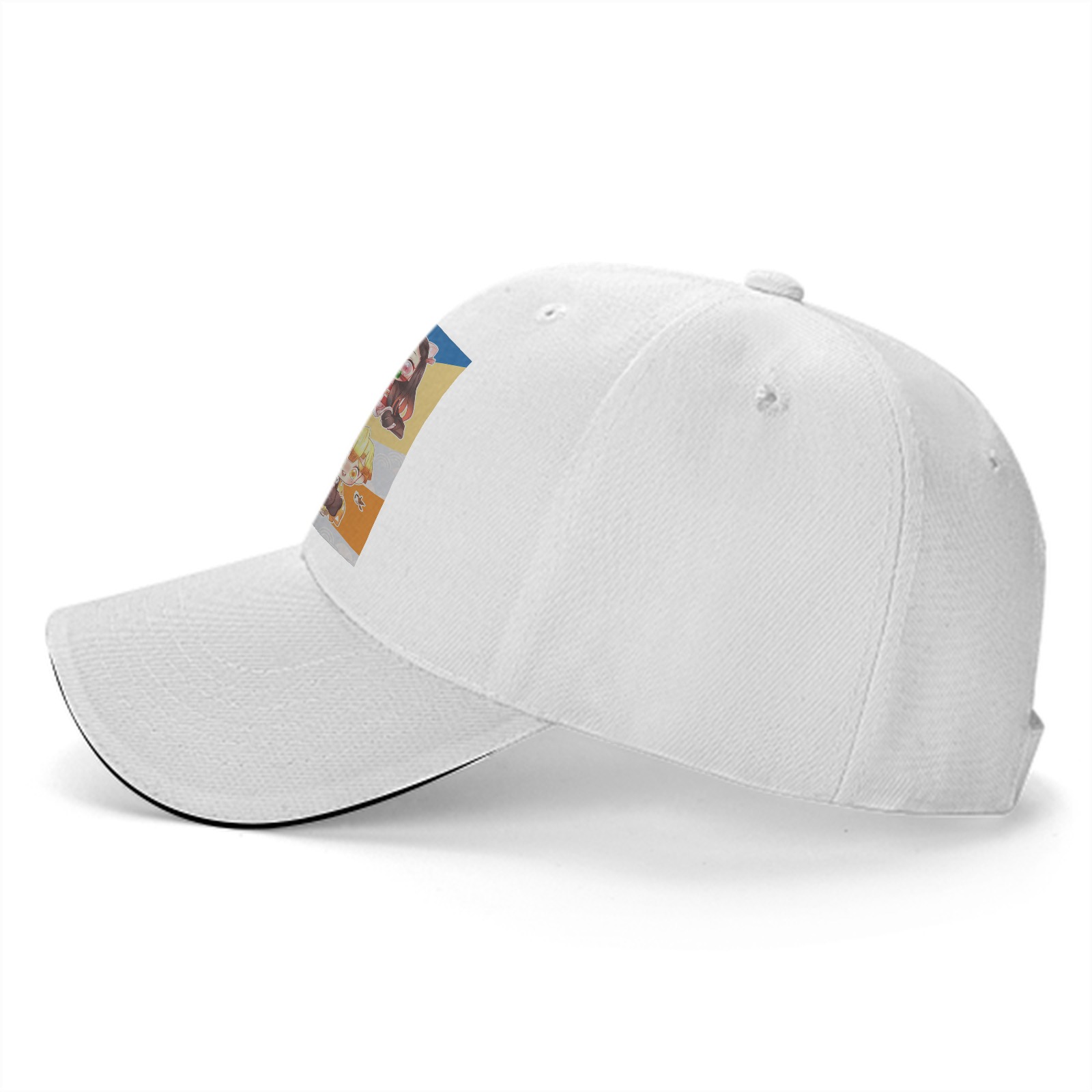 Black Baseball Cap with Chibi Demon Slayer Characters Print