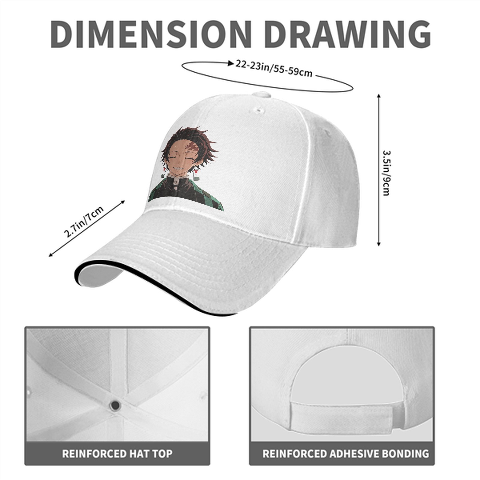 Demon Slayer Tanjiro Kamado Printed Black Baseball Cap