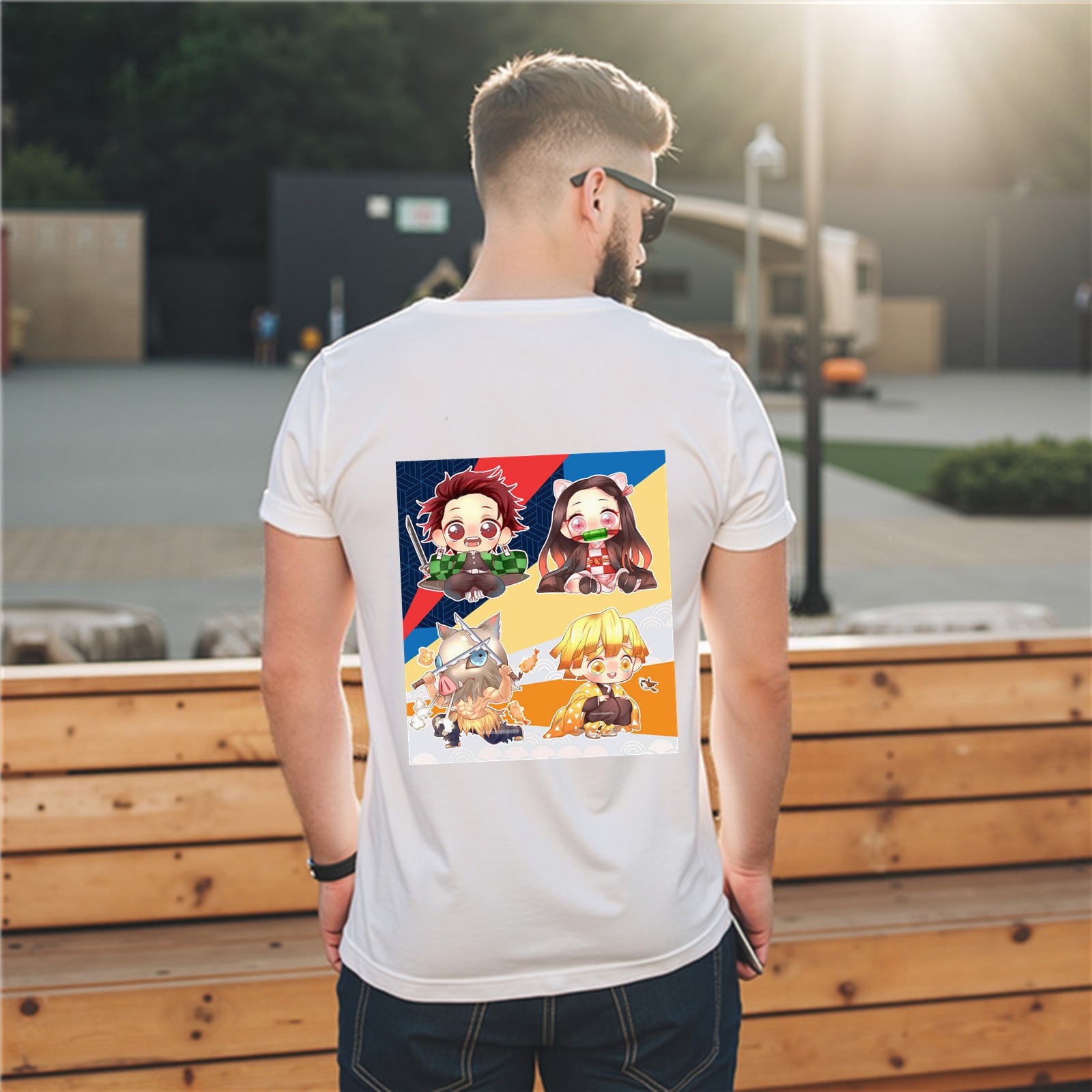 Demon Slayer Chibi Characters Graphic White T-Shirt