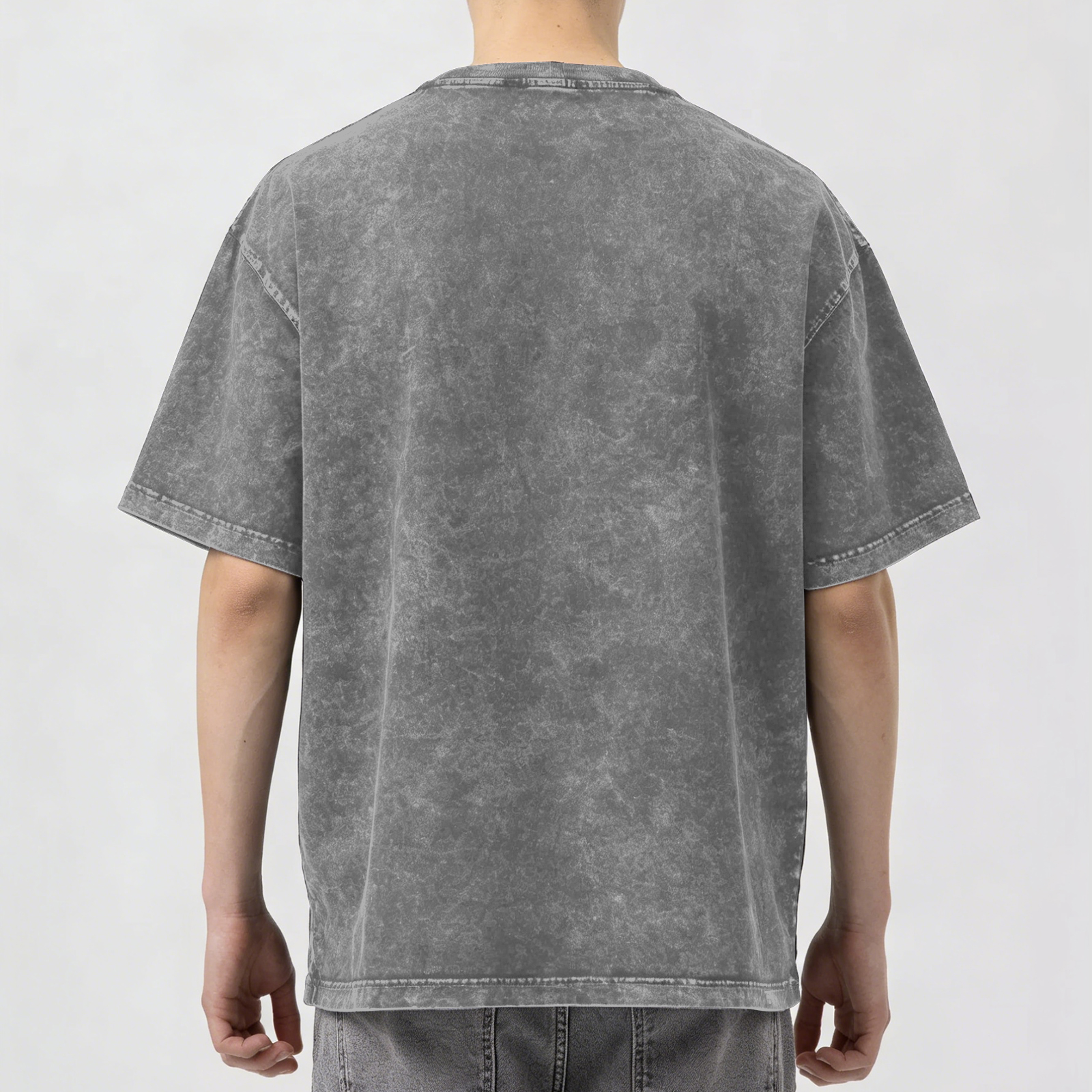 Oversized Acid Wash Black Anime Graphic T-Shirt