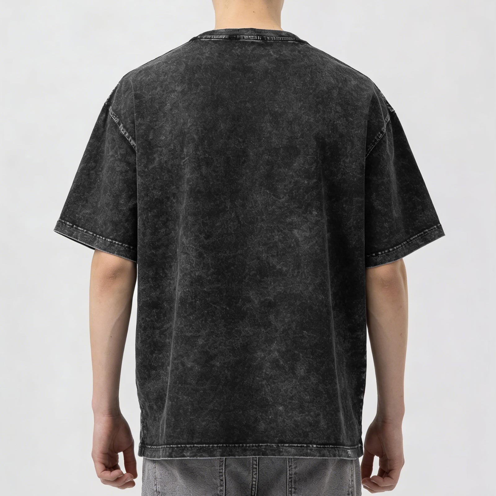 Oversized Acid Wash Black Anime Graphic T-Shirt