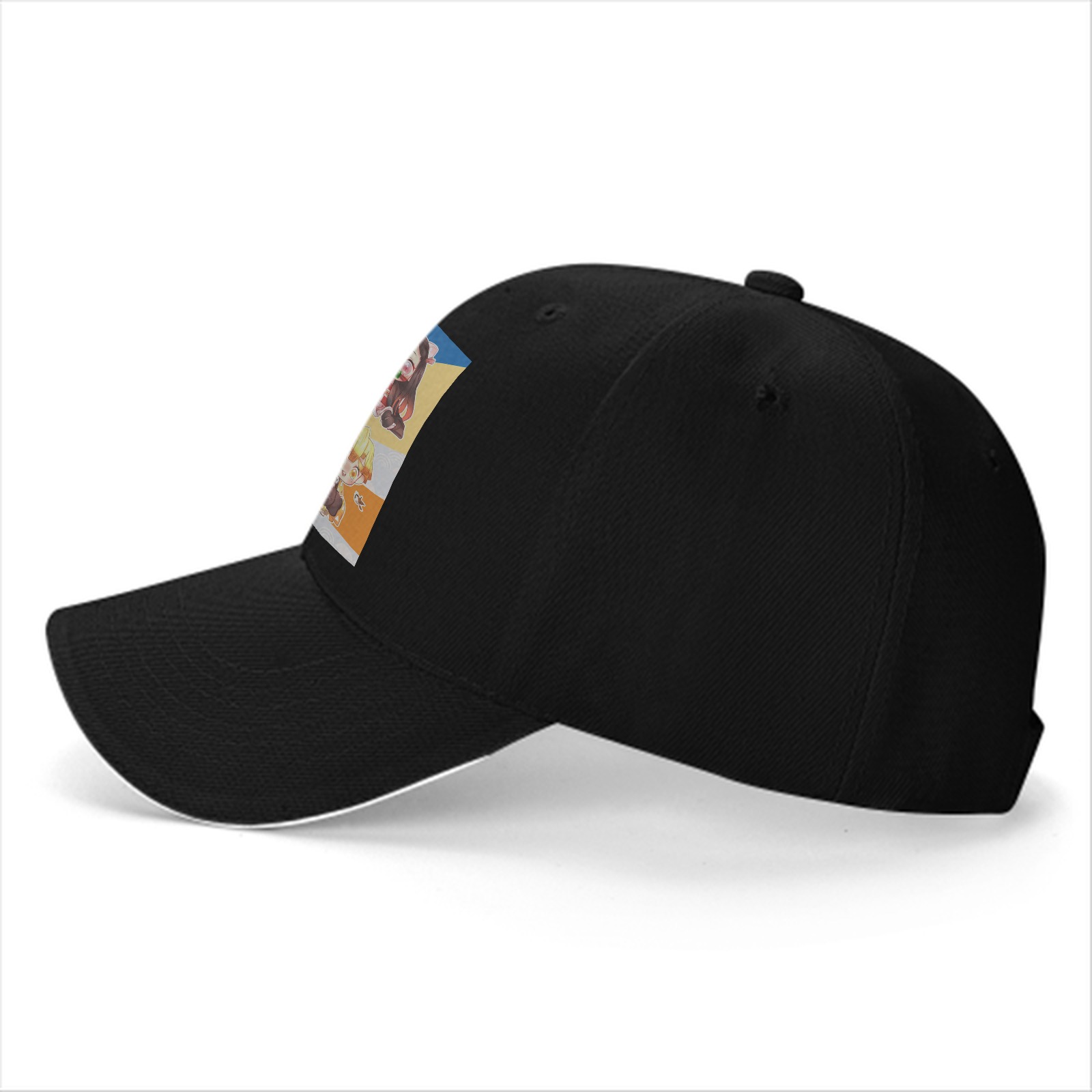 Black Baseball Cap with Chibi Demon Slayer Characters Print