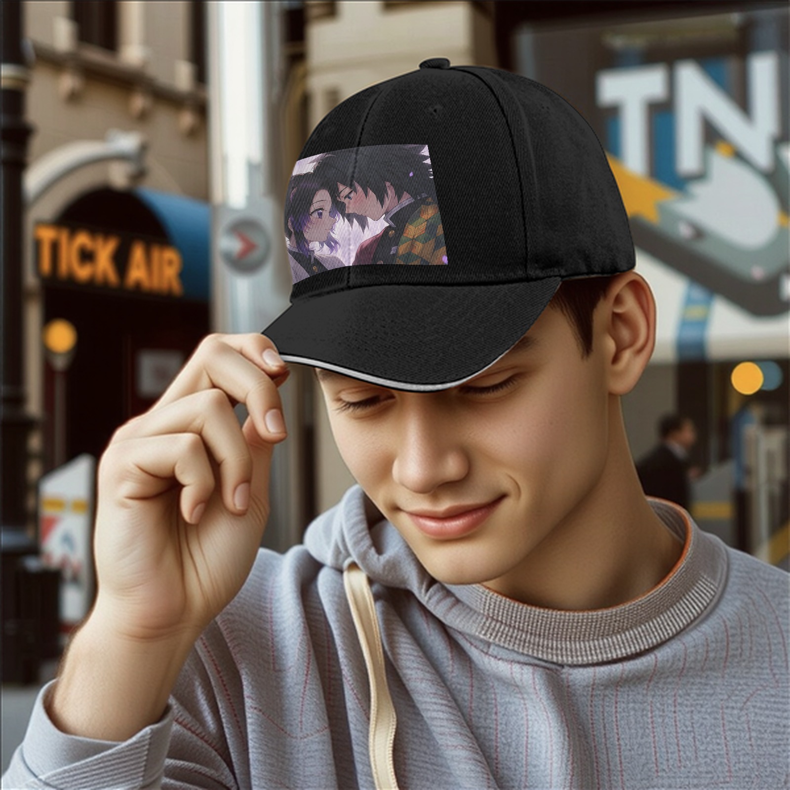 Demon Slayer Shinobu x Giyuu Anime Graphic Black Baseball Cap