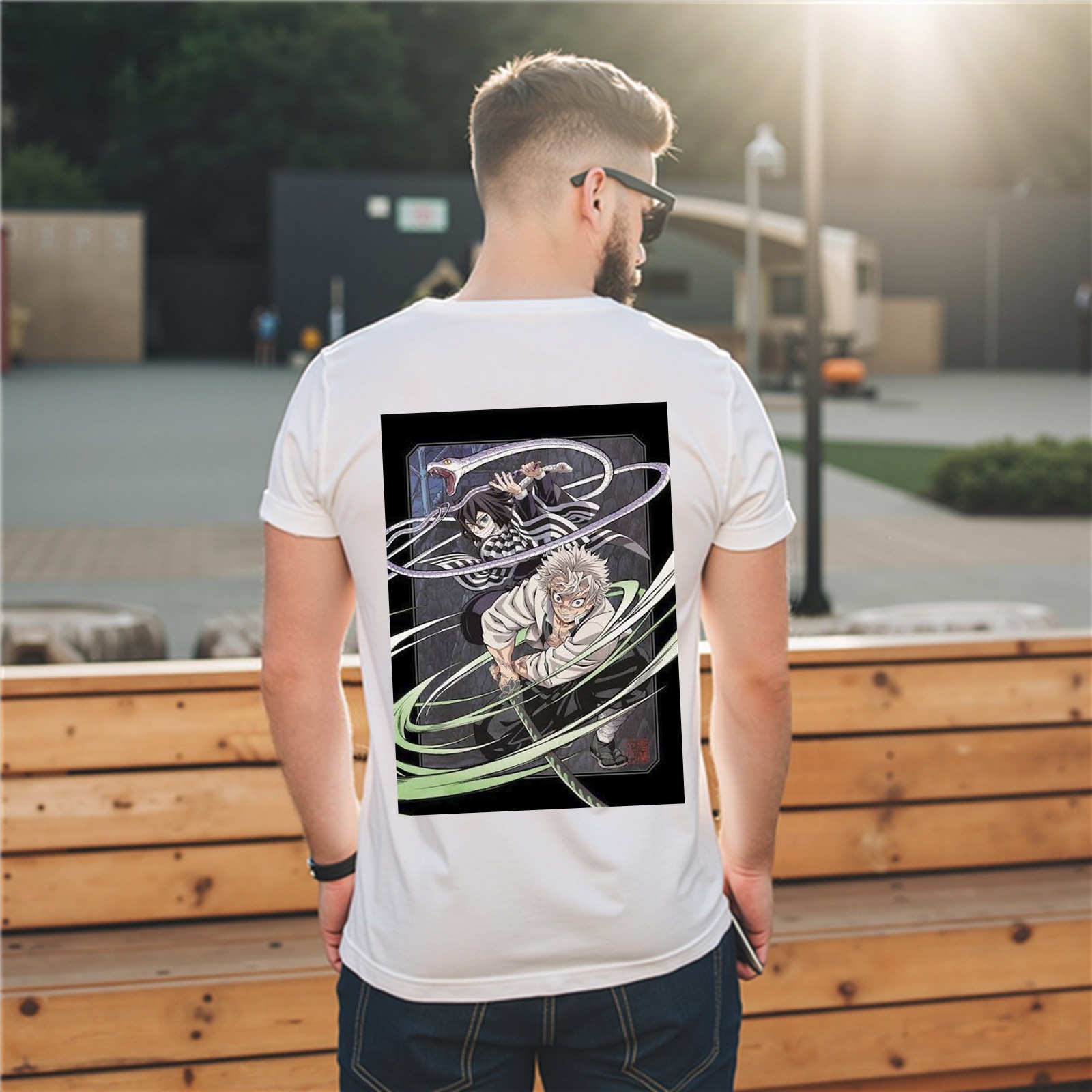 Demon Slayer Anime Hashira Character Graphic Print White T-Shirt