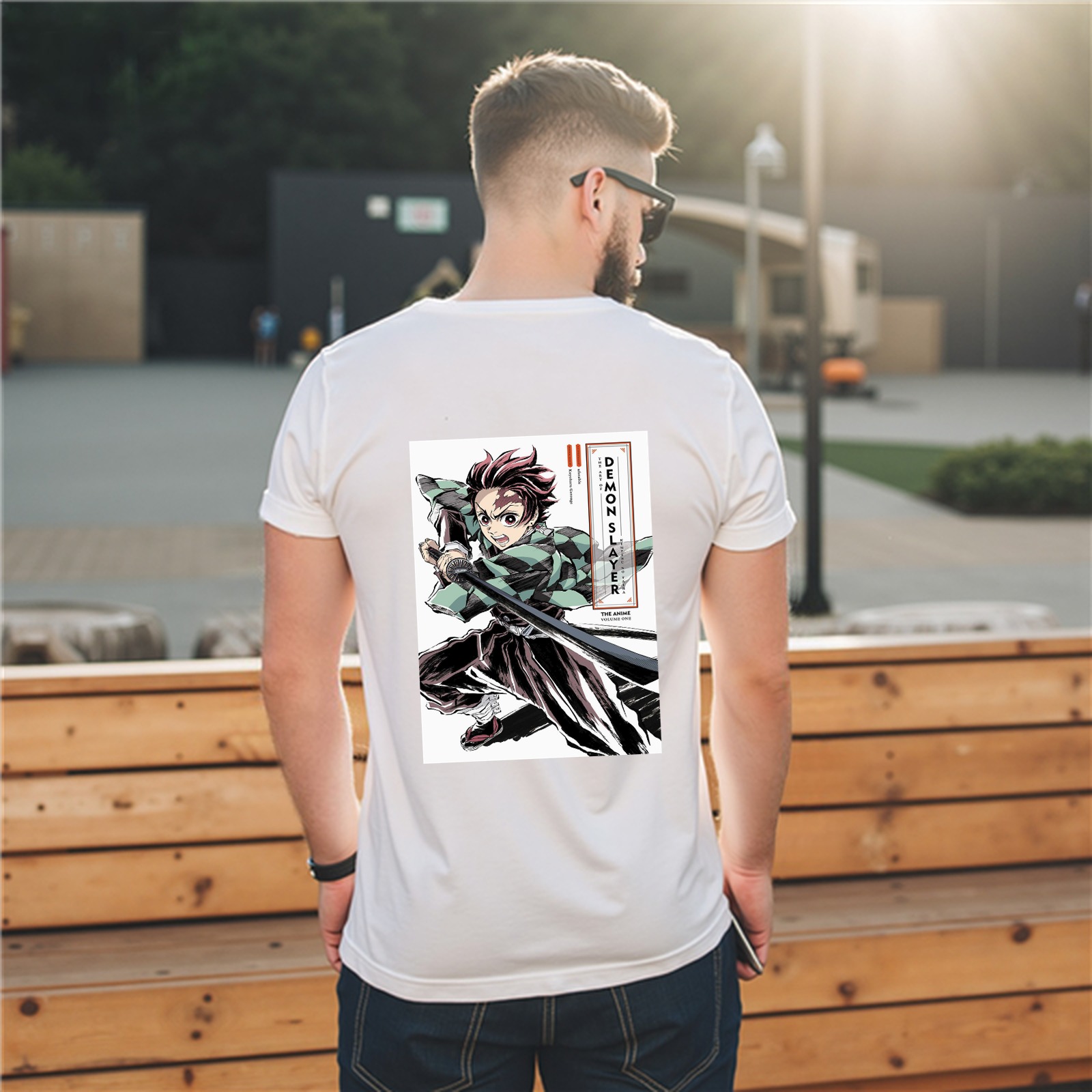 Demon Slayer Tanjiro Kamado Graphic Print White T-Shirt