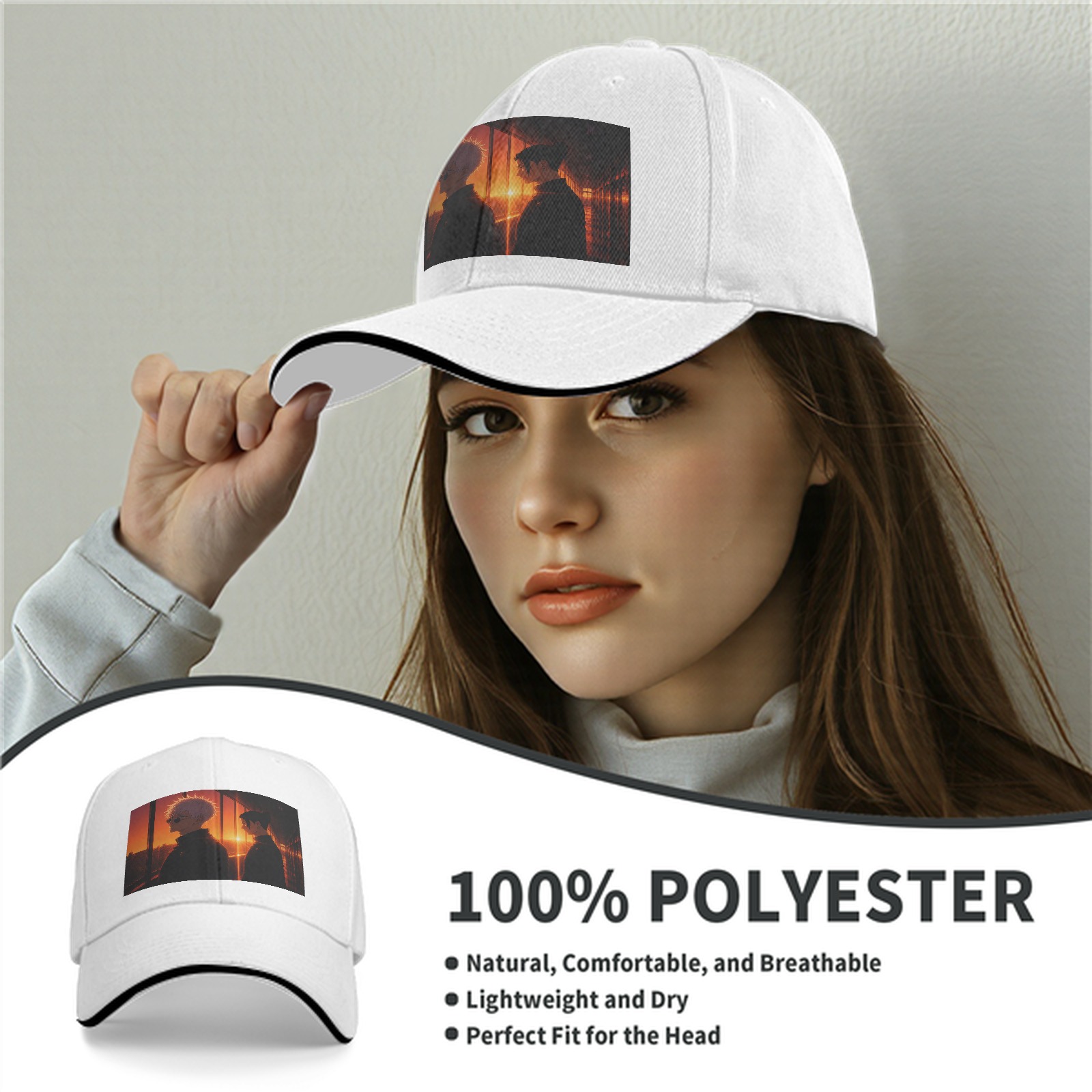 Jujutsu Kaisen Gojo Satoru & Geto Suguru Sunset Graphic Black Baseball Cap