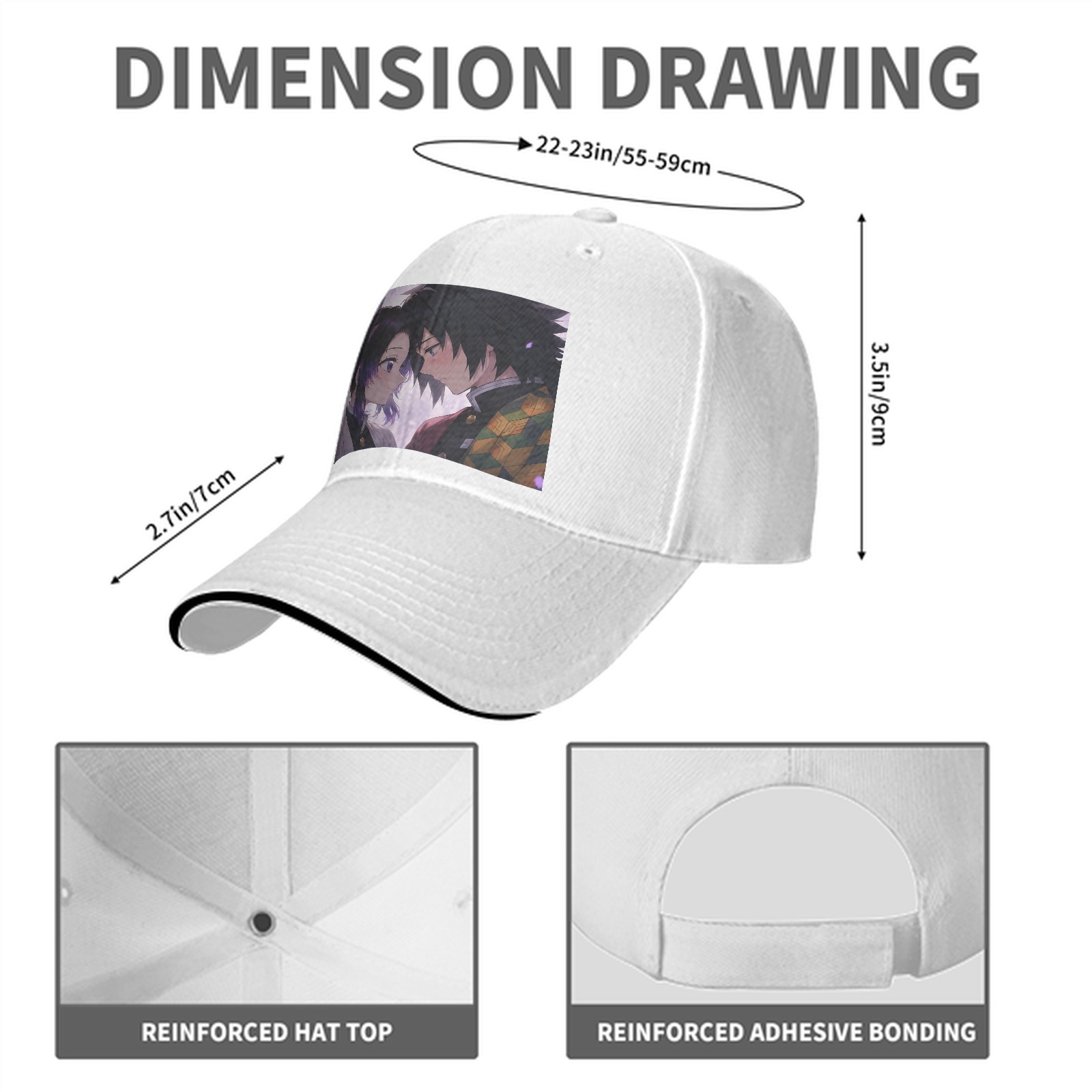 Demon Slayer Shinobu x Giyuu Anime Graphic Black Baseball Cap