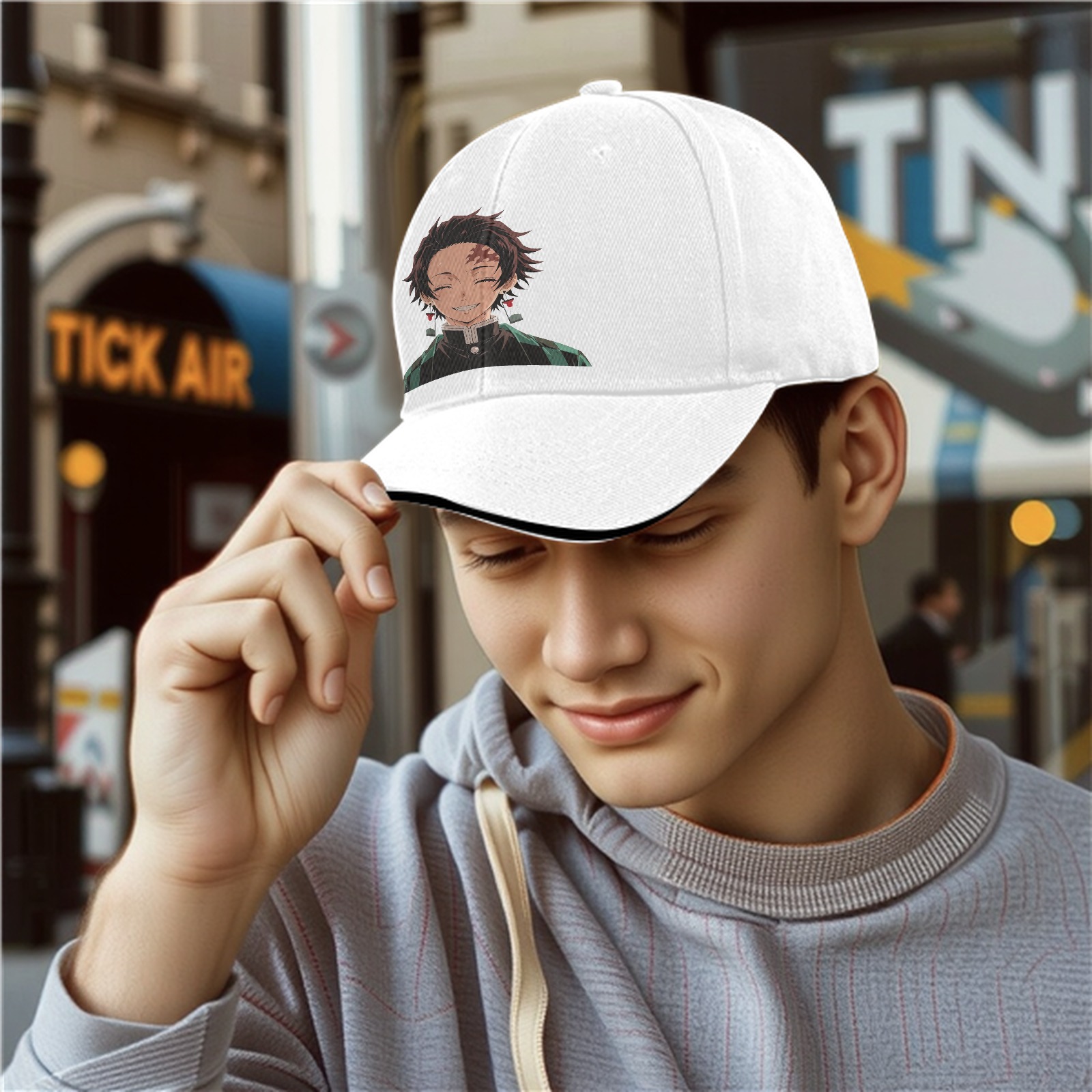 Demon Slayer Tanjiro Kamado Printed Black Baseball Cap