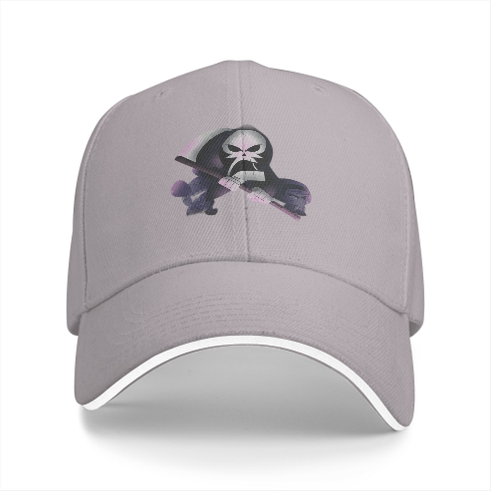 Black Baseball Cap With Grim Reaper Graphic Print