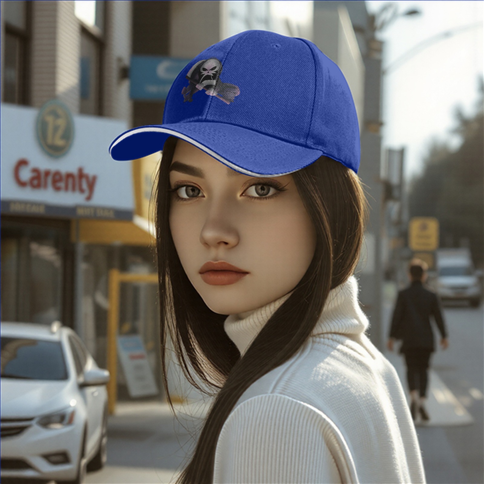 Black Baseball Cap With Grim Reaper Graphic Print