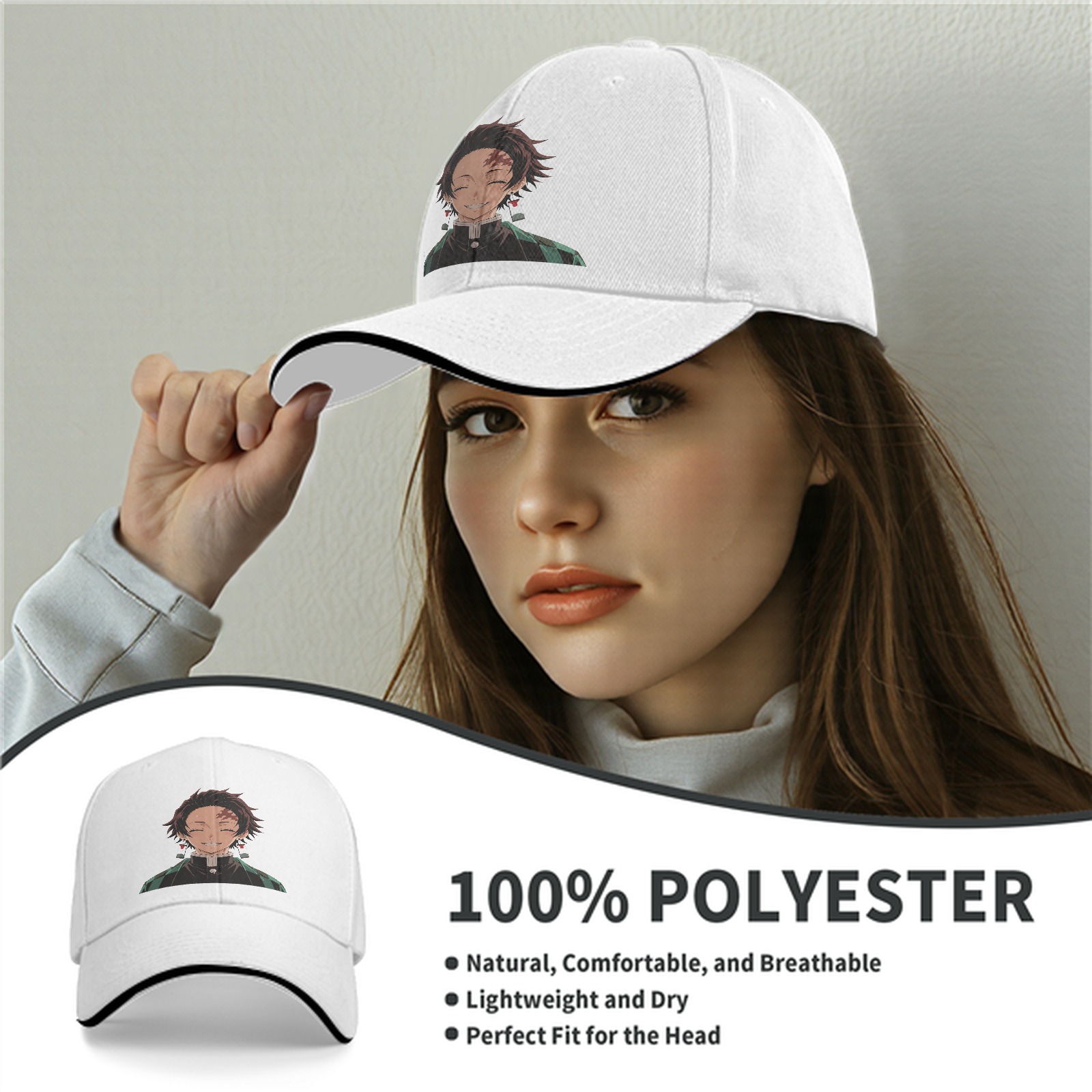 Demon Slayer Tanjiro Kamado Printed Black Baseball Cap