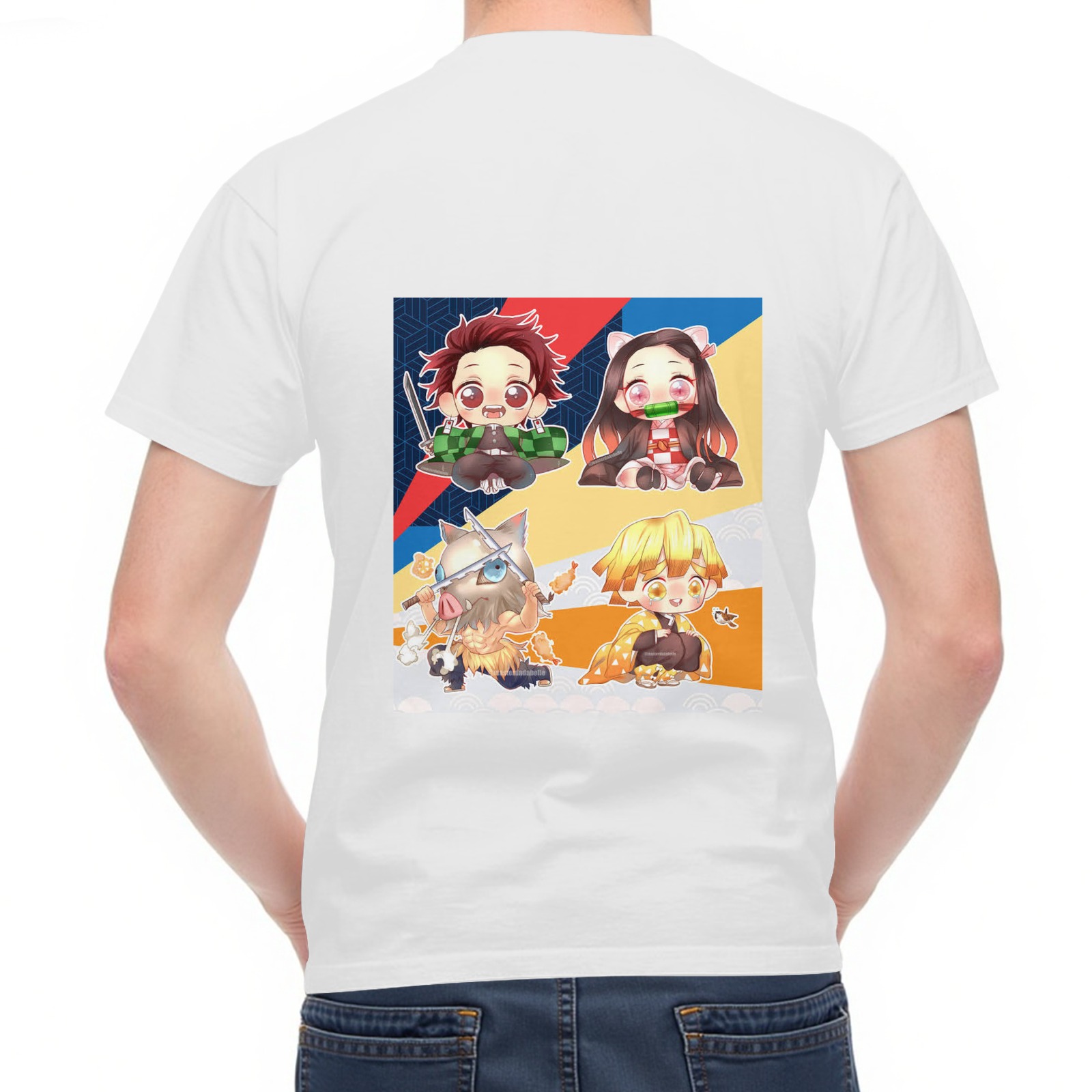 Demon Slayer Chibi Characters Graphic White T-Shirt