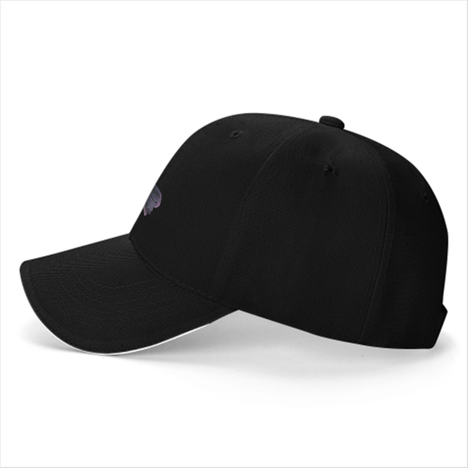Black Baseball Cap With Grim Reaper Graphic Print
